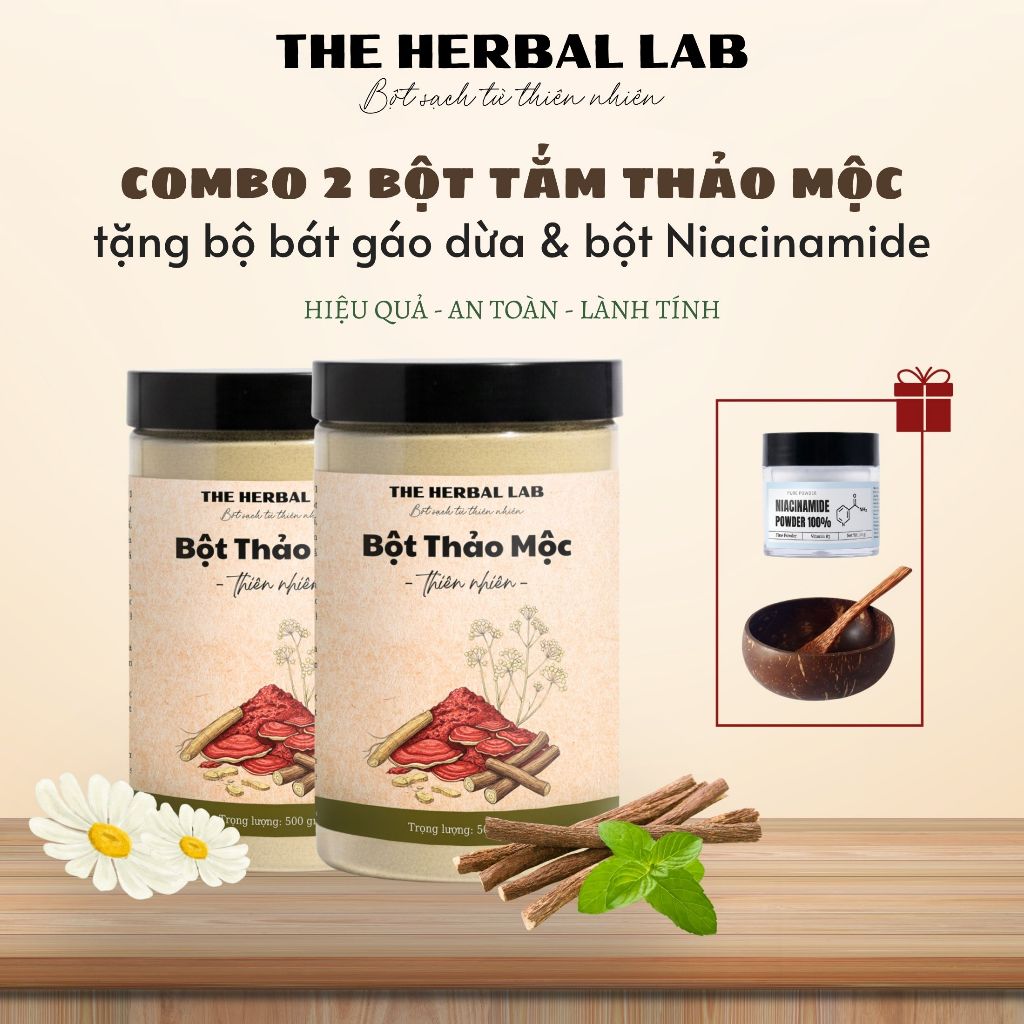 [Tặng bộ bát gáo dừa] Bột Thảo Mộc Thiên Nhiên + Cám Sữa Non Cà Phê Dừa - Bột ủ thiên nhiên