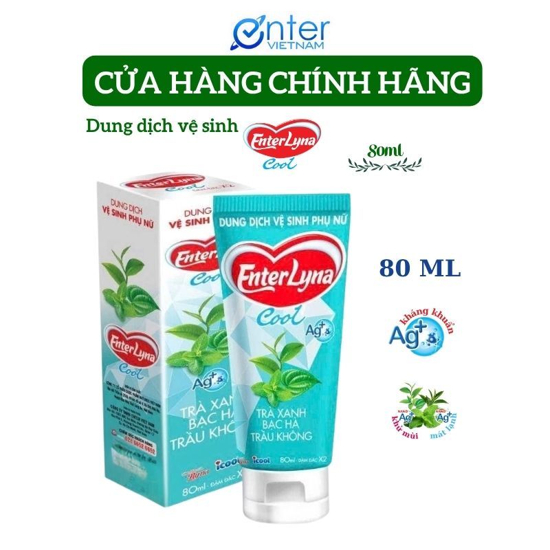 Dung Dịch Vệ Sinh Phụ Nữ Enterlyna 80ml  Chiết Xuất Từ Trầu Không Trà Xanh Bạc Hà(1 Chai)