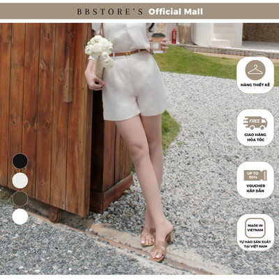 BBSTORE'S Quần Dạo Phố Linen Ngắn Ống Suông Quần Short Xếp Ly - QAD42H