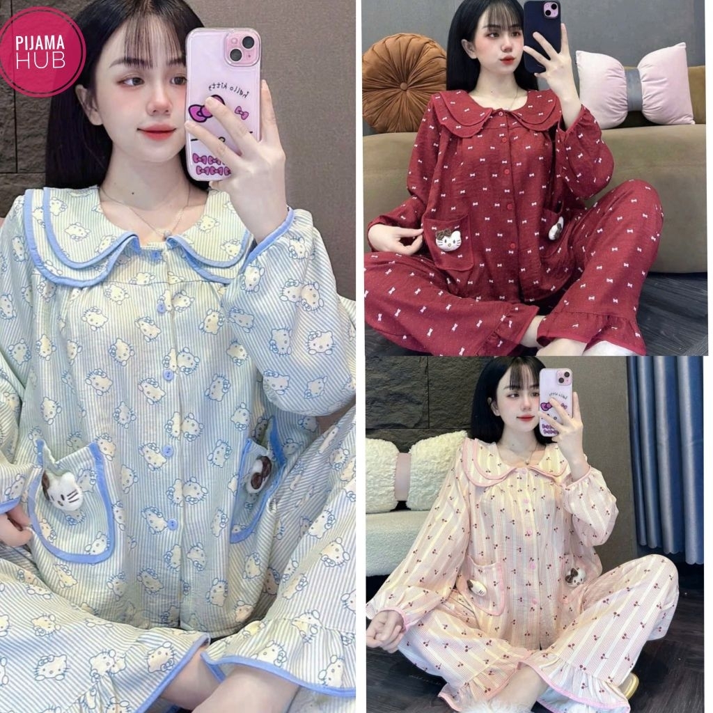 SÉT BỘ PYJAMA DÀI SEN HÌNH CHẤT ĐŨI MỀM MÁT Ạ DD12