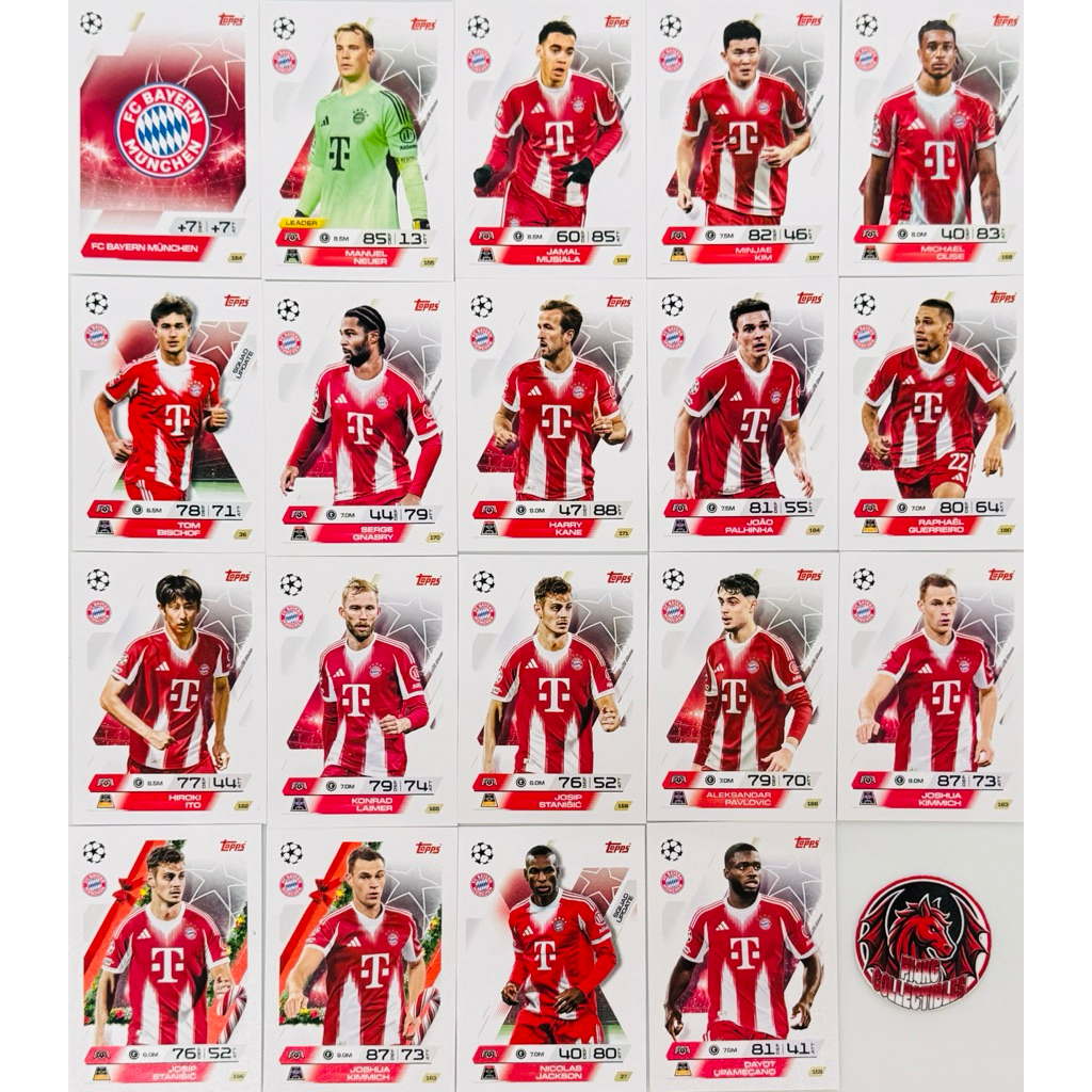 [CLUB] Thẻ cầu thủ FC Bayern München Topps UEFA  2025-2026 Match Attax (Tặng thẻ ngẫu nhiên + sleeve