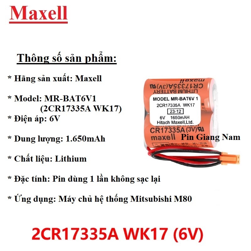 Pin 2CR17335A WK17 Maxell (CR17335A) MR-BAT6V 1650mAh Hàng Nhập Khẩu Made in Japan