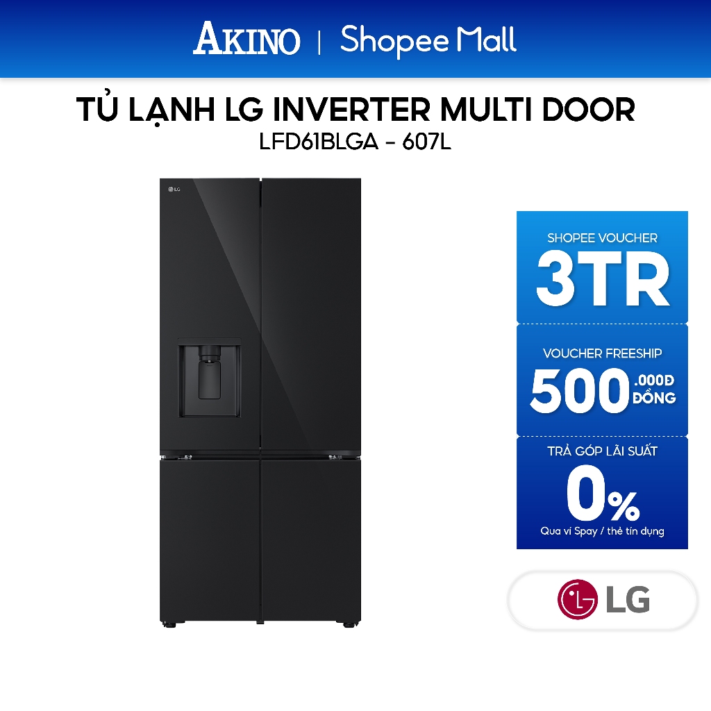 LFD61BLGA | Tủ lạnh LG Inverter 607 lít Multi Door LFD61BLGA - Hàng Chính Hãng
