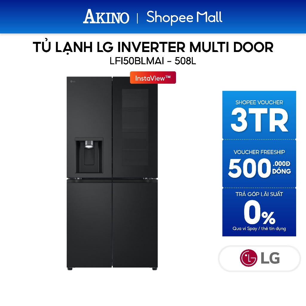 LFI50BLMAI | Tủ lạnh LG Inverter 508 lít Multi Door InstaView LFI50BLMAI - Hàng Chính Hãng