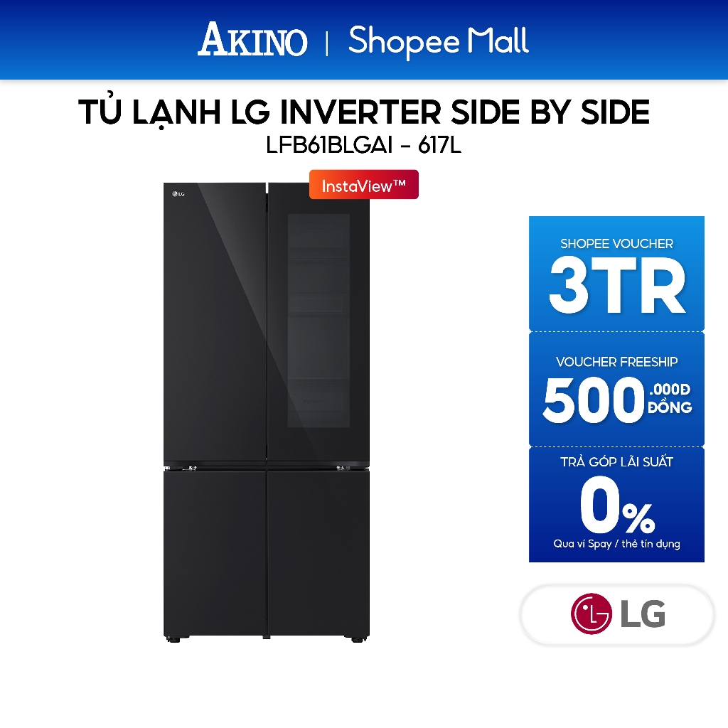 LFB61BLGAI | Tủ lạnh LG Inverter 617 lít Multi Door InstaView LFB61BLGAI - Hàng Chính Hãng