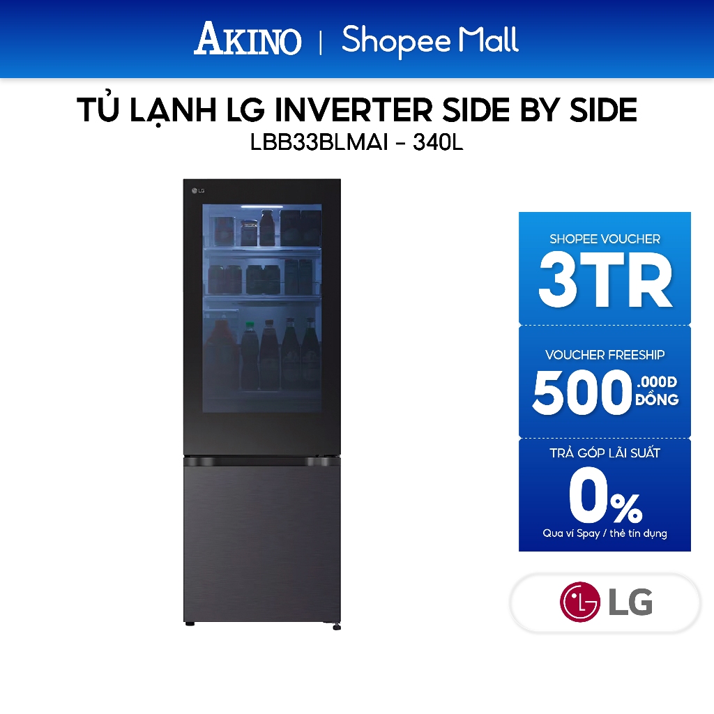 LBB33BLMAI | Tủ lạnh LG Inverter InstaView 340 lít LBB33BLMAI - Hàng Chính Hãng