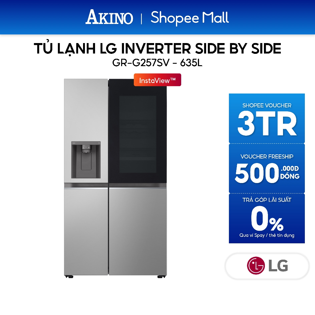 GR-G257SV | Tủ lạnh LG Inverter 635 lít Side By Side InstaView GR-G257SV - Bảo hành chính hãng