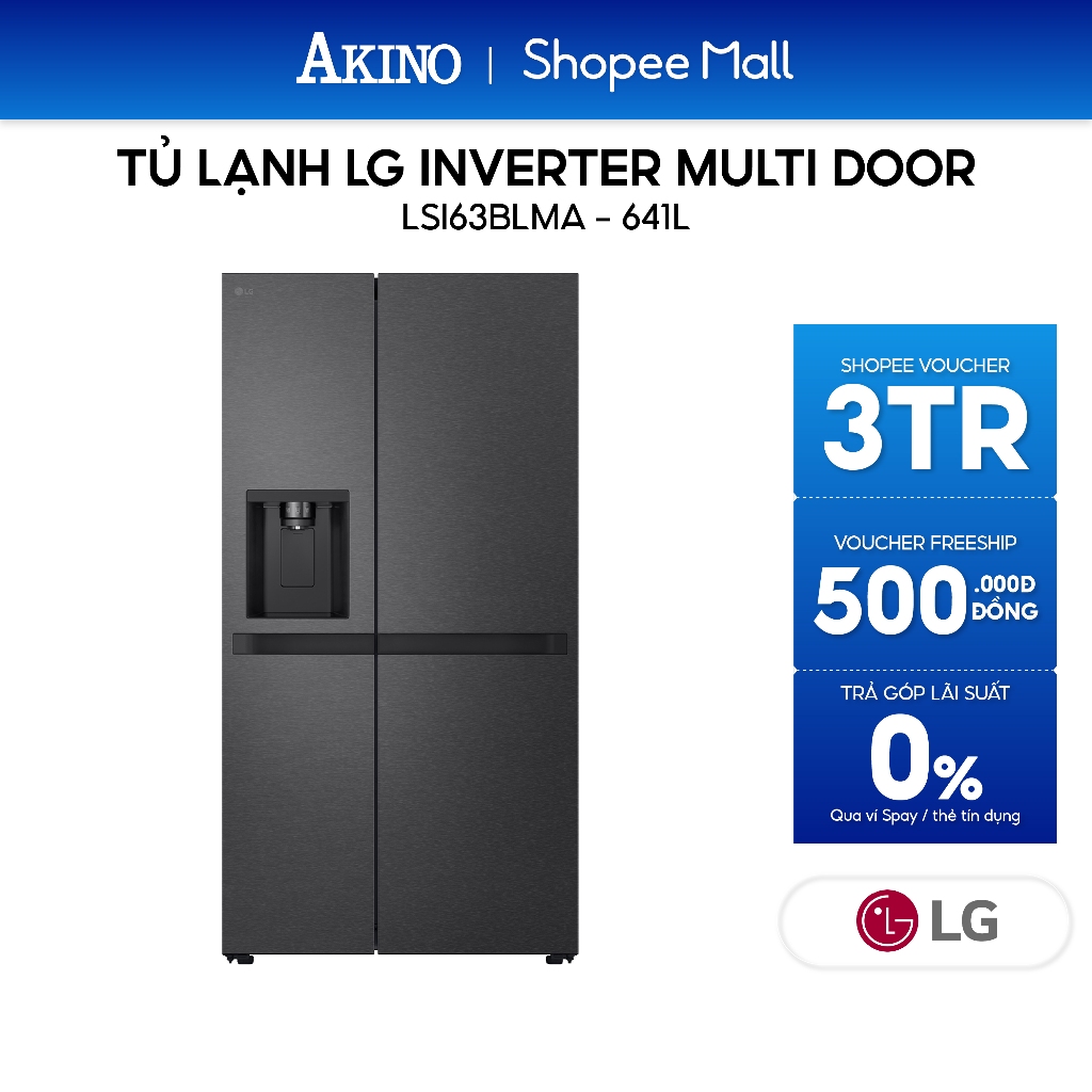 LSI63BLMA | Tủ lạnh LG Inverter 641 lít Side By Side LSI63BLMA - Bảo hành chính hãng