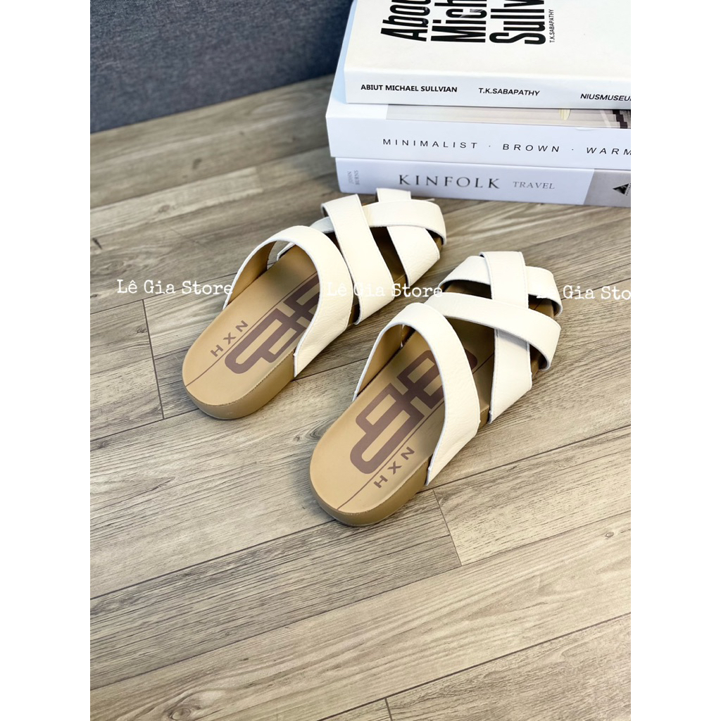 Lê Gia Store B174 Sục rọ quai ngang 818 chất da poly mềm đế su cao cấp siêu êm nhẹ