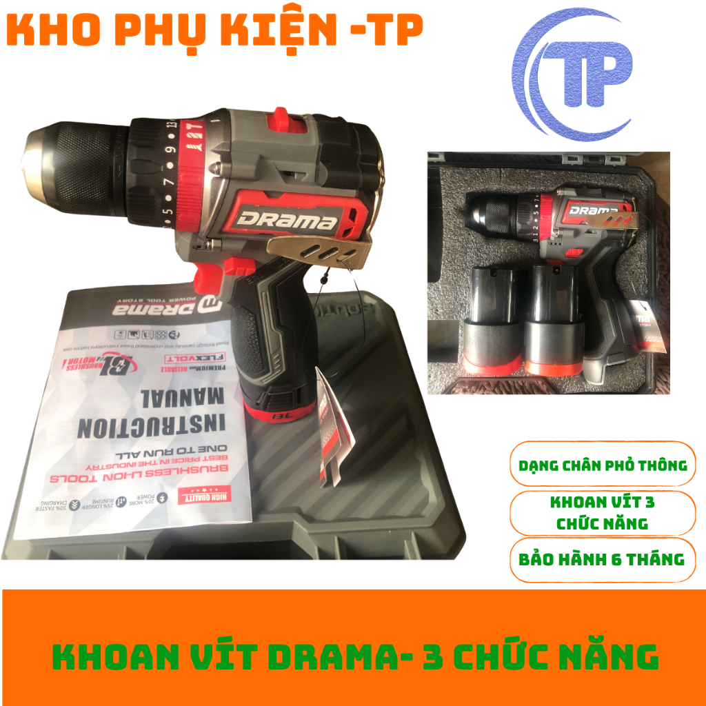 Khoan pin DRAMA,Khoan pin 3 chức năng,Khoan pin 16,8 vol DRAMA