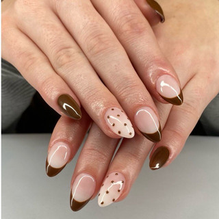 (HỎA TỐC) NAIL BOX NÂU CHOCO CHẤM BI, TRẠM NAIL (089)