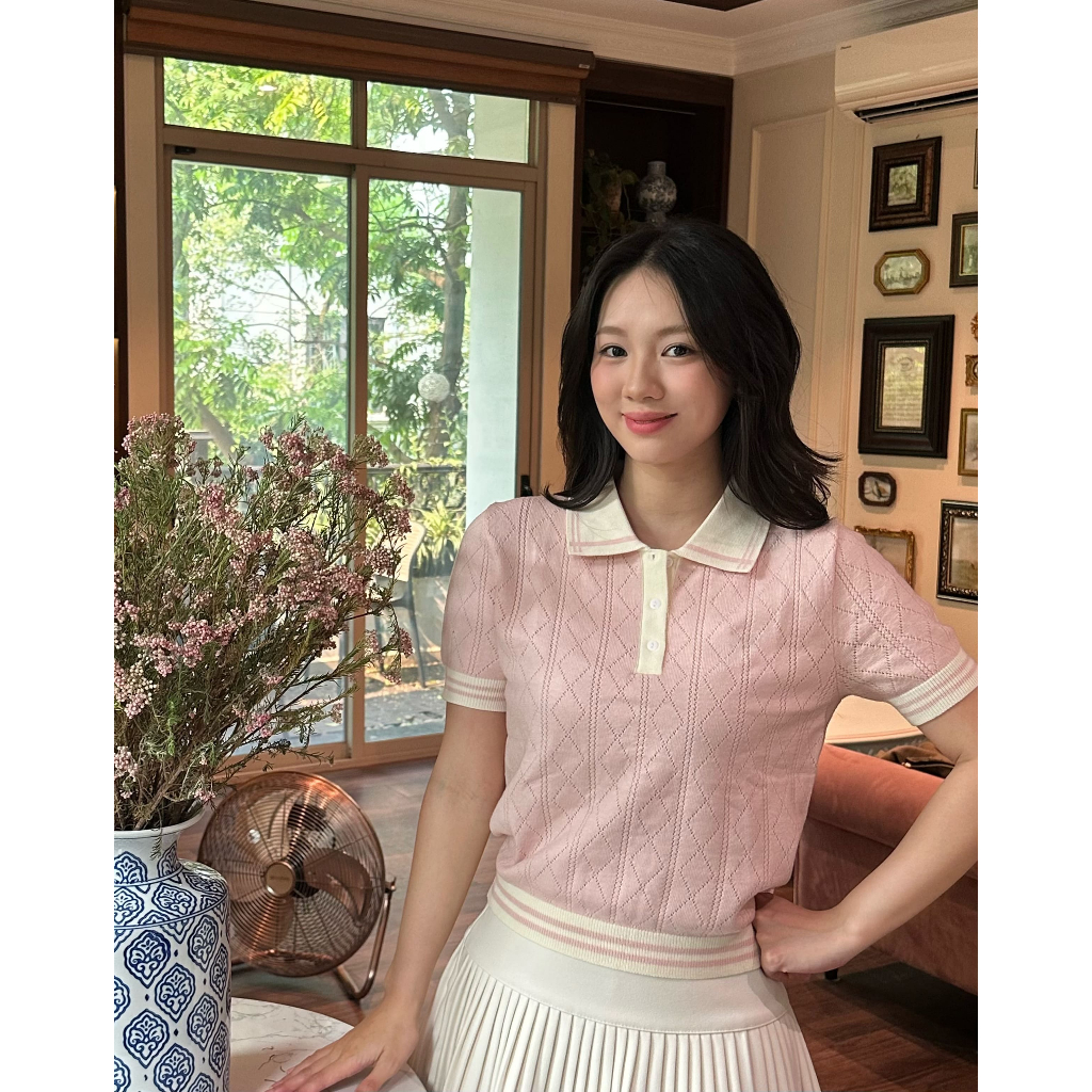 Áo Thun Len Nữ Polo Cổ Bẻ Phối Màu Nhẹ Nhàng – Áo Len Mỏng Ngắn Tay Form Ôm Dáng Xinh Đi Học Đi Chơi HH12 | BigBuy360 - bigbuy360.vn