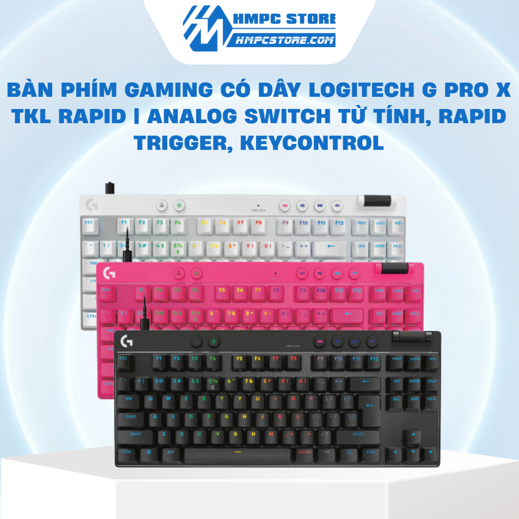 Bàn phím Gaming có dây Logitech G PRO X TKL RAPID | Analog switch từ tính, Rapid Trigger, KEYCONTROL