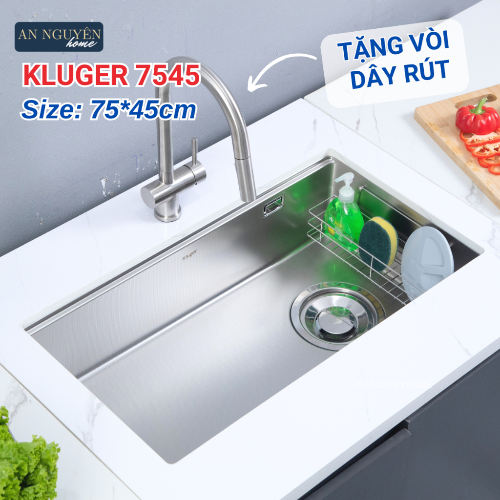 Chậu rửa bát Kluger KY7545FS bề mặt sần và KY7545SL bề mặt mịn + vòi