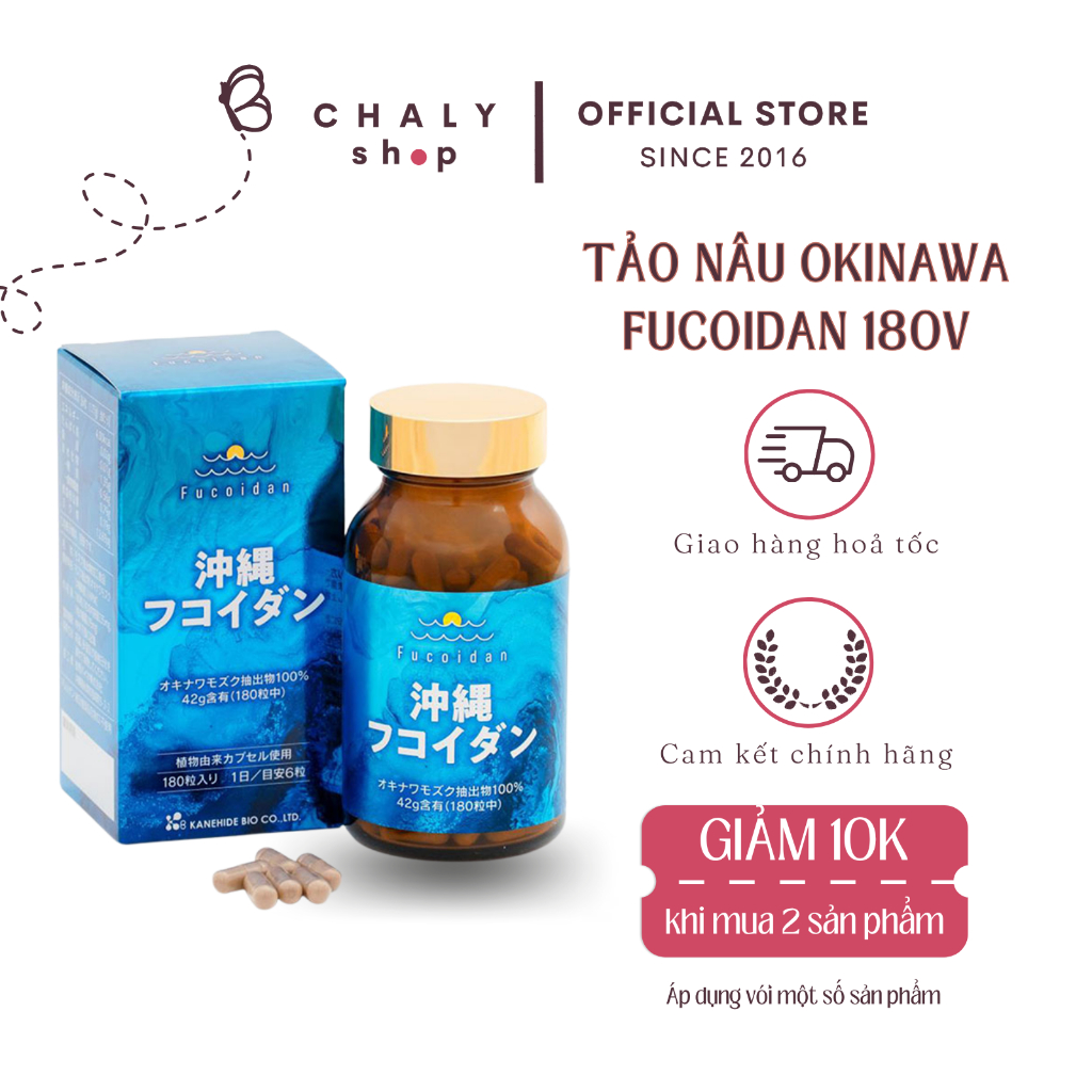 Viên tảo nâu Okinawa Fucoidan xanh Kanehide Bio 180 viên Nhật