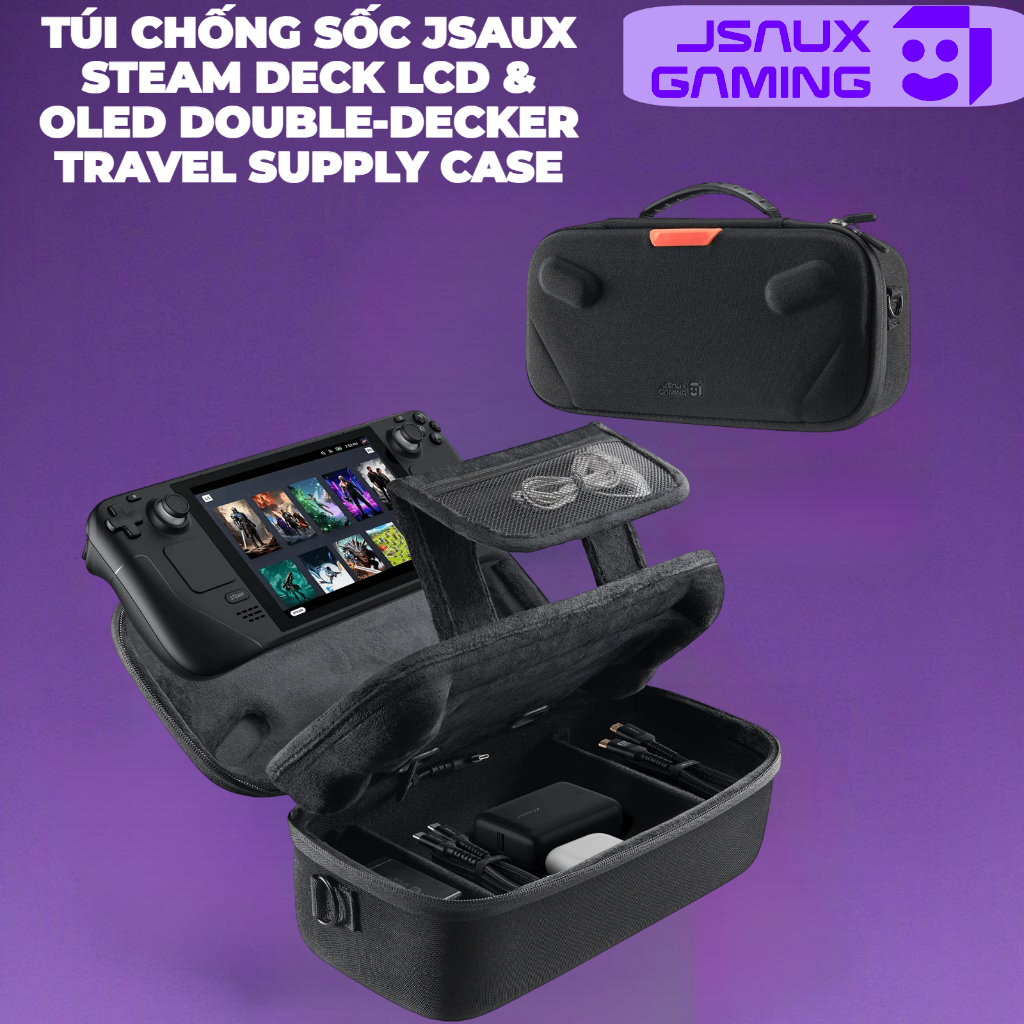 Túi Chống Sốc Jsaux Steam Deck LCD & Oled Double-Decker Travel Supply Case