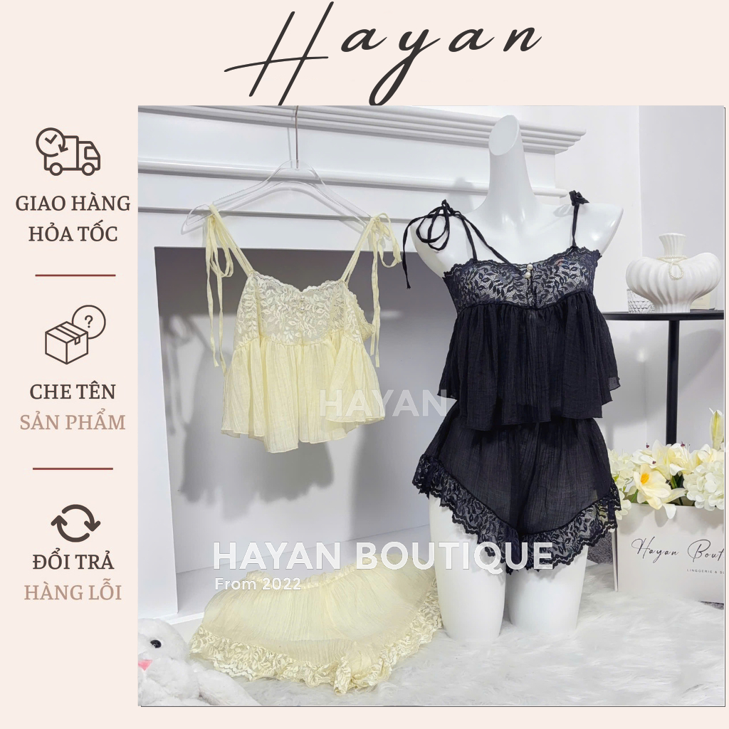BN1 Bộ ngủ sexy 2s v1 babydoll croptop set đồ ngủ áo và quần xoè hách dáng quyến rũ BN1