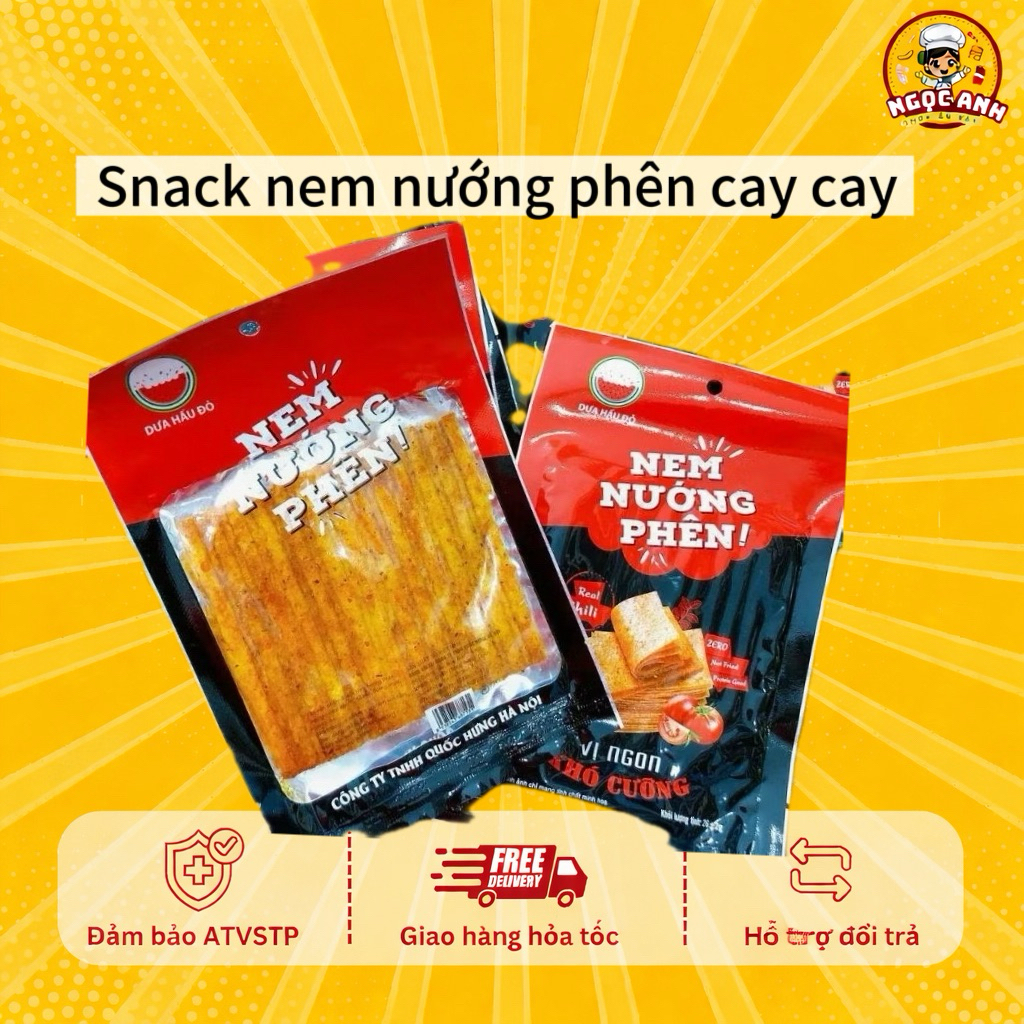 (Combo 10 gói) Snack nem nướng phên, đồ ăn vặt 1k