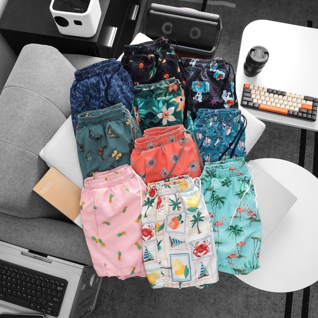 Quần short đùi đi biển unisex chất dù mỏng nhẹ lót lưới - 3bros