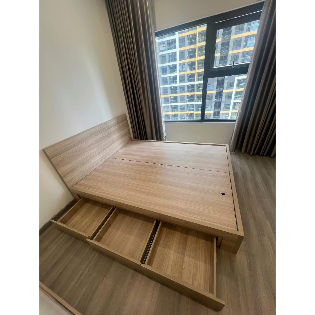 [FREESHIP TẠI HÀ NỘI] Giường bệt -  Ngủ kt 1m6x2m gỗ MDF phủ melamine bóng mịn, chất liệu gỗ công ng