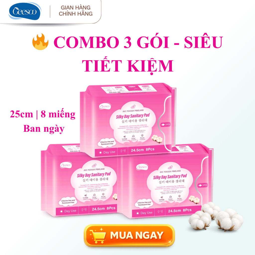 BVS Geesoo 24.5cm Ban Ngày – Siêu Mỏng, Graphene Kháng Khuẩn, Khử Mùi, Thoáng Khí 8 Miếng