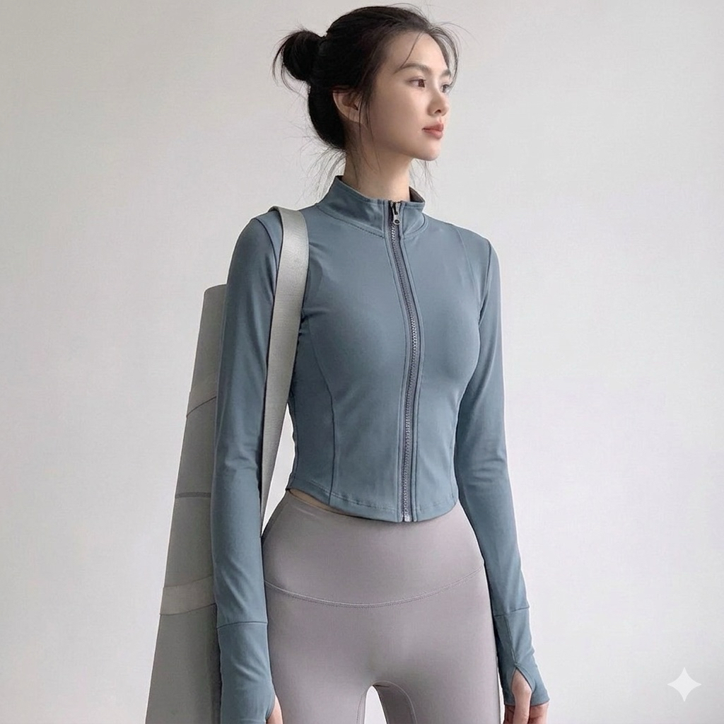 Áo Khoác Thể Thao Nữ MILAVY Ôm Body Tay Xỏ Ngón