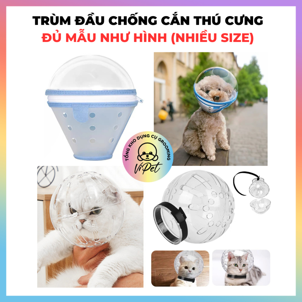 (HCM HOẢ TỐC - HÀNG LOẠI 1) MŨ TRÙM ĐẦU CHÓ MÈO CHỐNG CẮN CÀO Version MỚI - MŨ BẢO HỘ CHÓ MÈO - VIPE