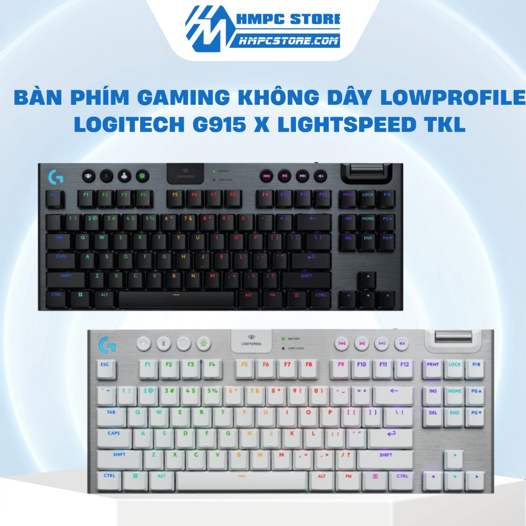 Bàn phím Gaming không dây Lowprofile Logitech G915 X LIGHTSPEED TKL | Mũ phím PBT, nút lập trình RGB