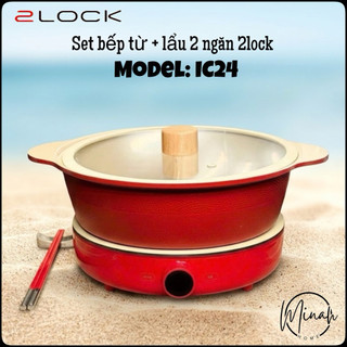 Set nồi lẩu 2 ngăn + bếp từ đơn 2Lock