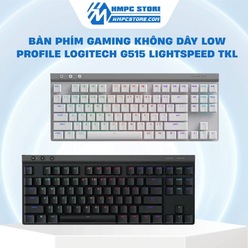Bàn phím Gaming Không dây Low profile Logitech G515 LIGHTSPEED TKL | LIGHTSYNC RGB, Keycaps PBT | Bả