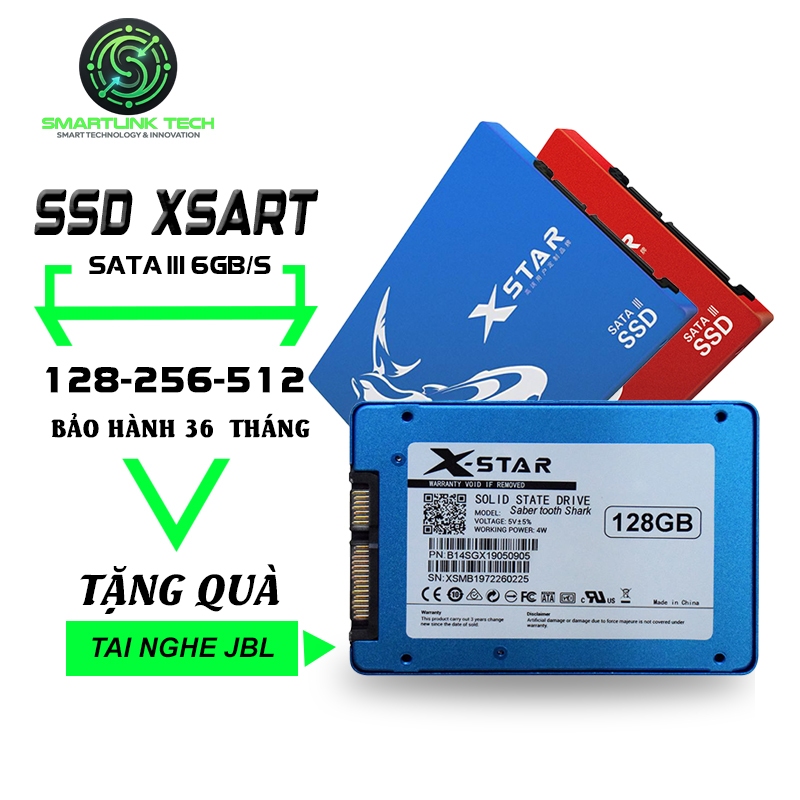 Smartlink Tech Ổ Cứng SSD XSTAR 128GB/256GB/512GB SATA 3 Drive 2.5'' Sequential Read 550MB/s