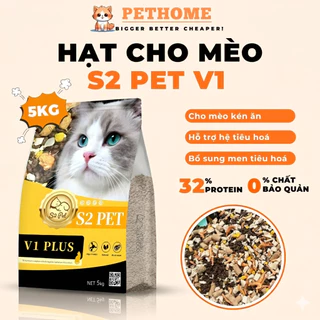 TÚI 5KG Hạt Cho Mèo S2PET V1 Đạm 32% Mix Thịt Đông Khô Kích Thích Thèm Ăn Phù Hợp Mọi Lứa Tuổi