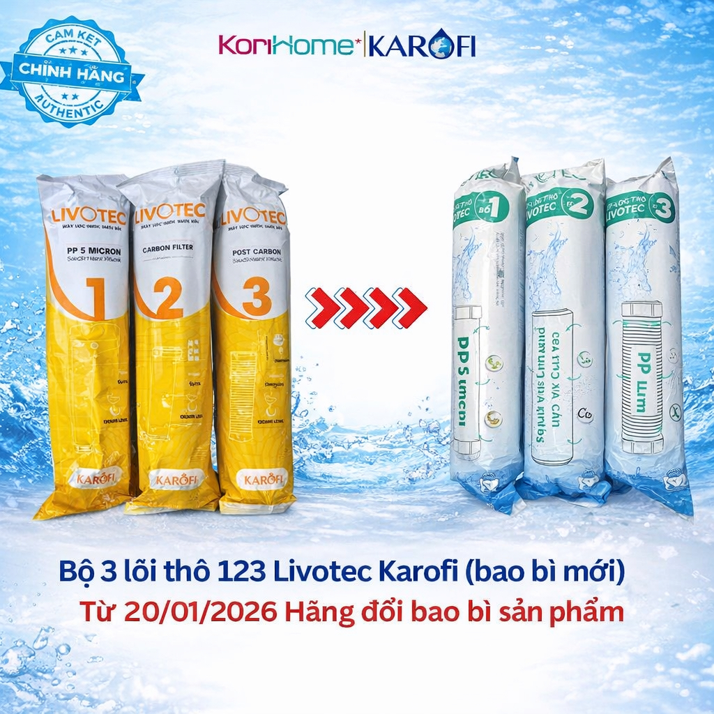 [BH 1 Tháng] Bộ 3 Lõi Lọc Nước Karofi 123 Smax Duo Chính Hãng - Check QR Xác Thực, Lõi RO Karofi N-e