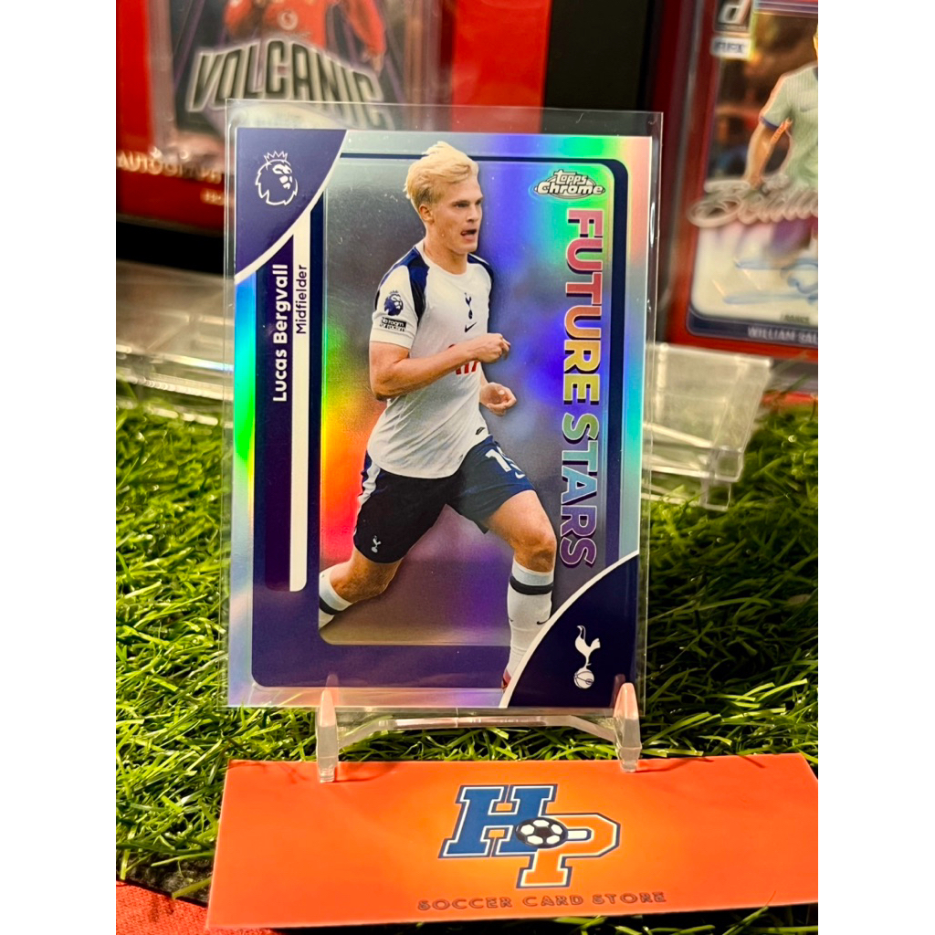 Thẻ bóng đá Lucas Bergvall Refractor Topps Chrome EPL 2025/26