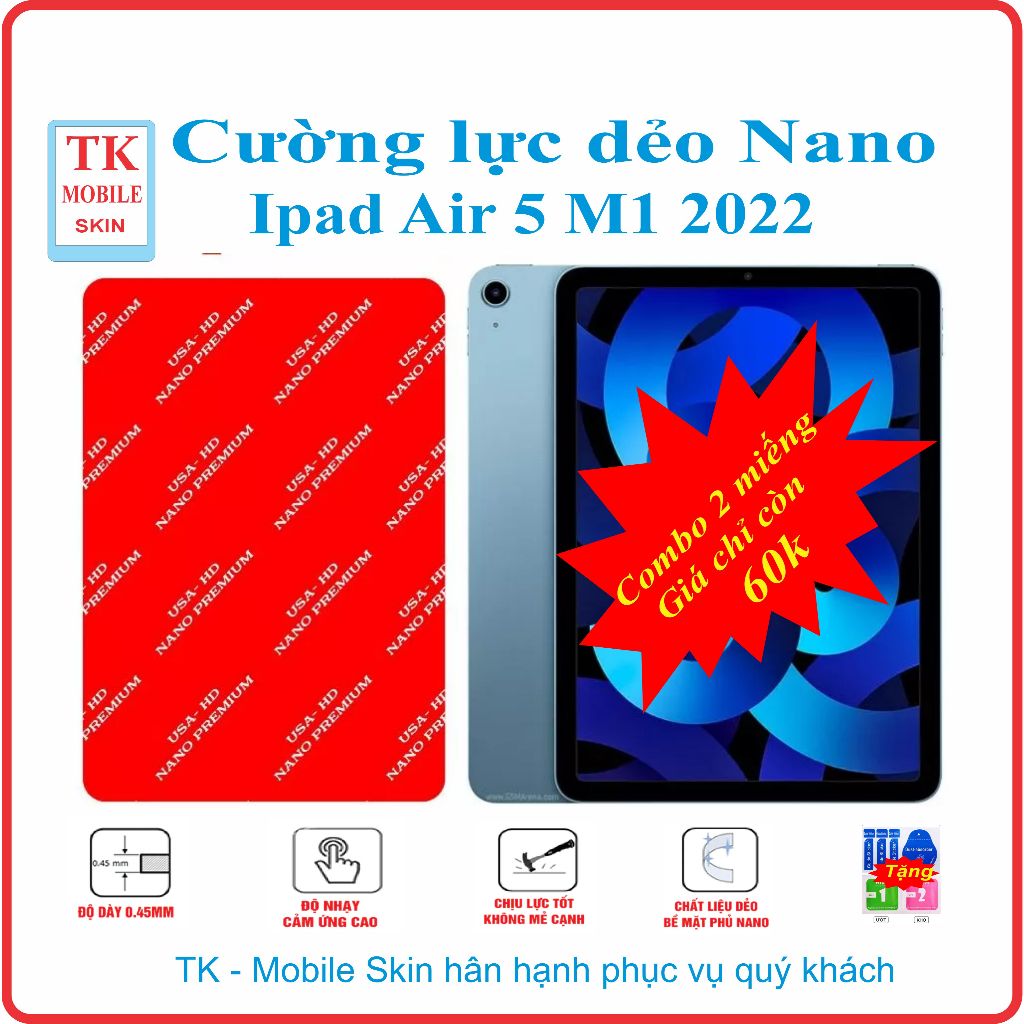 Cường lực dẻo bảo vệ màn hình máy tính bảng Apple Ipad Air 5 M1 2022