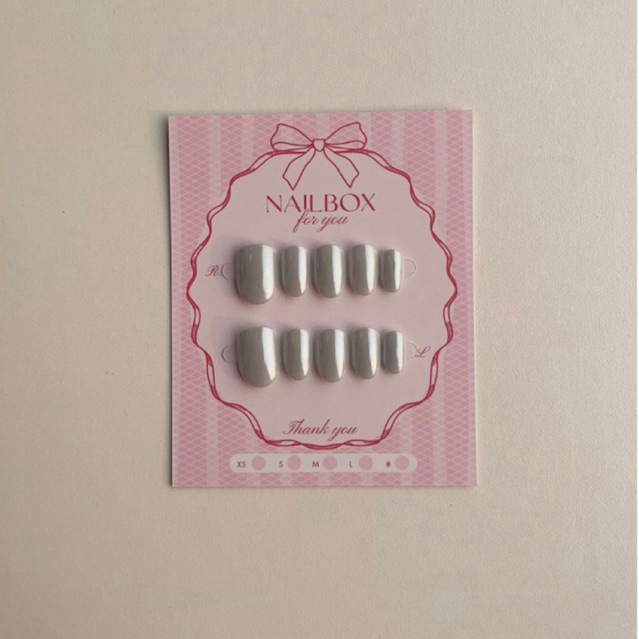 Doria Nailbox - Móng úp handmade xanh pastel tráng gương ngọc trai trong | Korean press-on nails