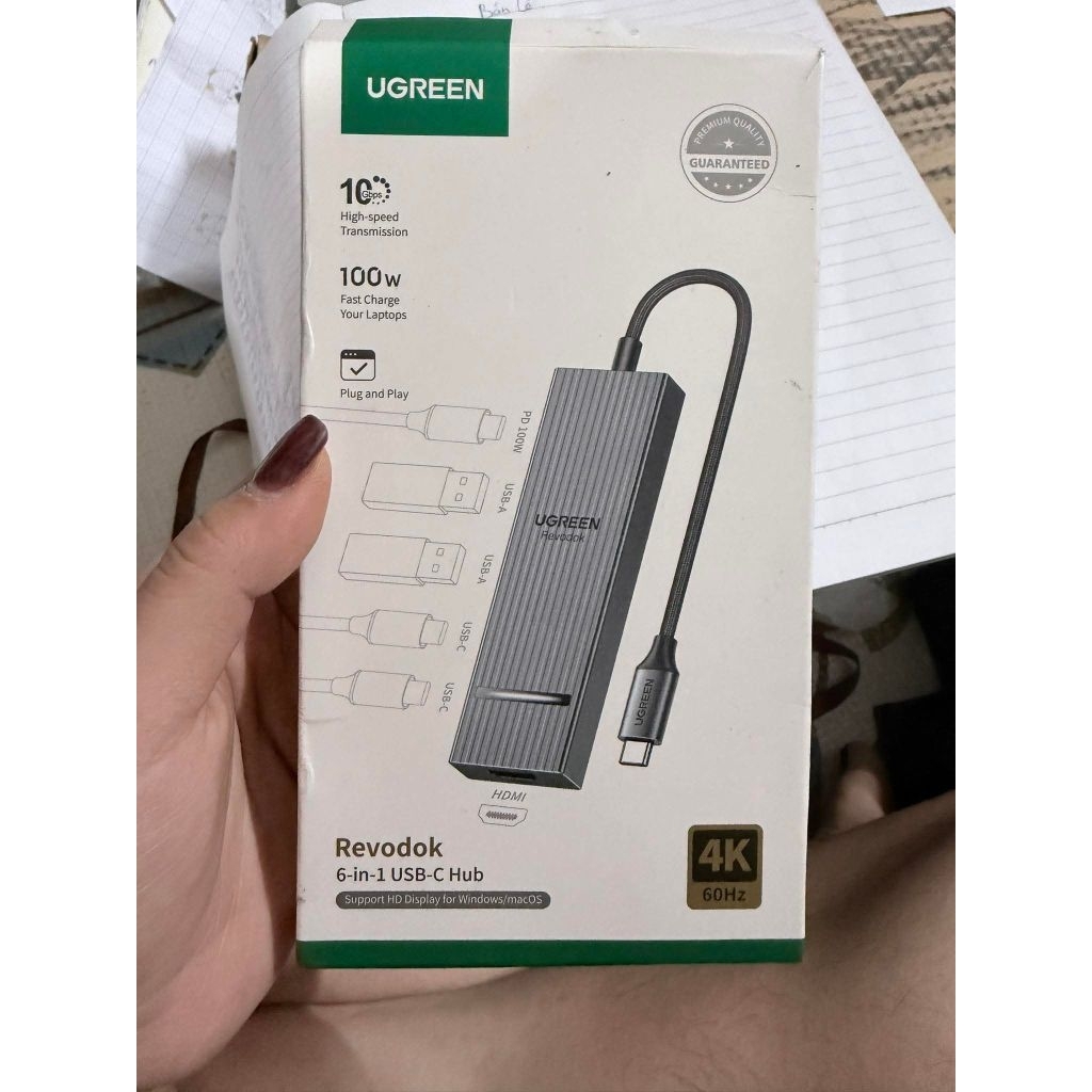 UGREEN Revodok Pro USB-C Hub 6 trong 1, 10Gbps 4K 60Hz HDMI(DP), Power Delivery 100W Dành cho điện t