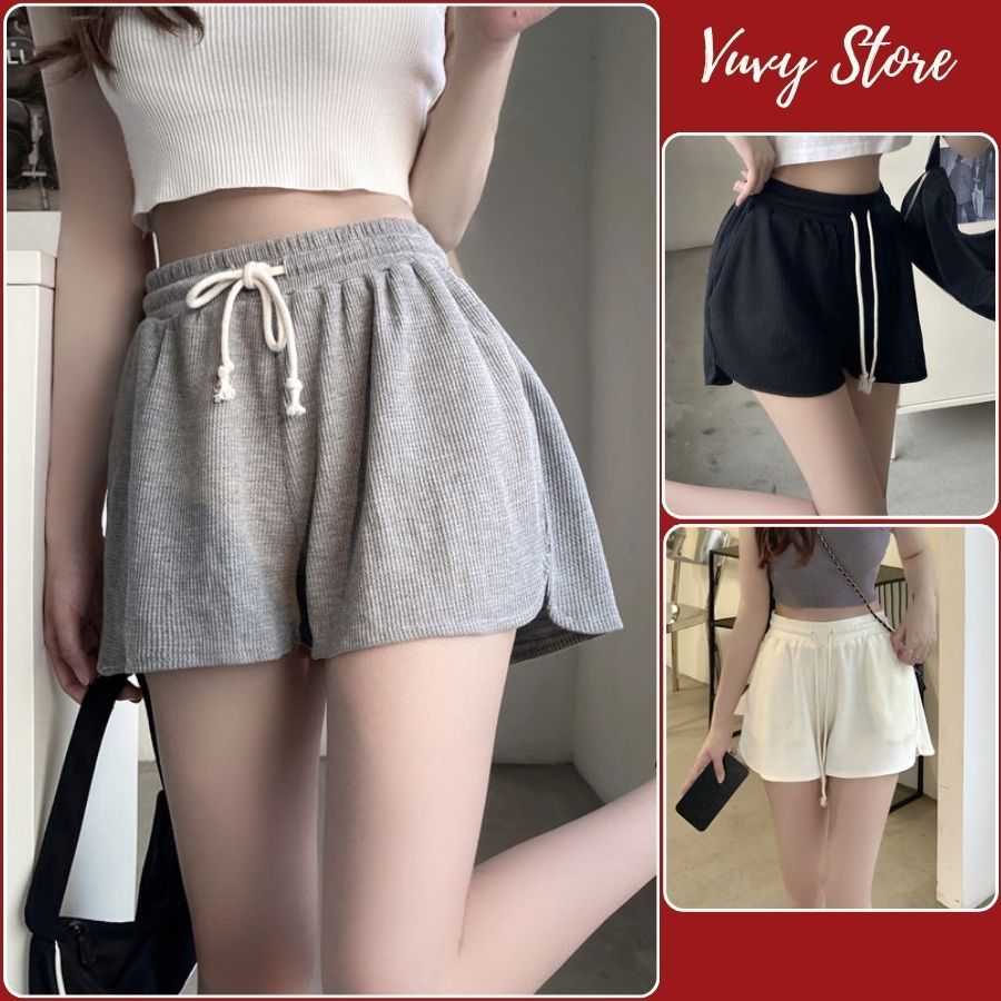 Quần đùi nữ VUVY, quần short nữ thể thao lưng thun thiết kế rút dây thời trang năng động QDN2