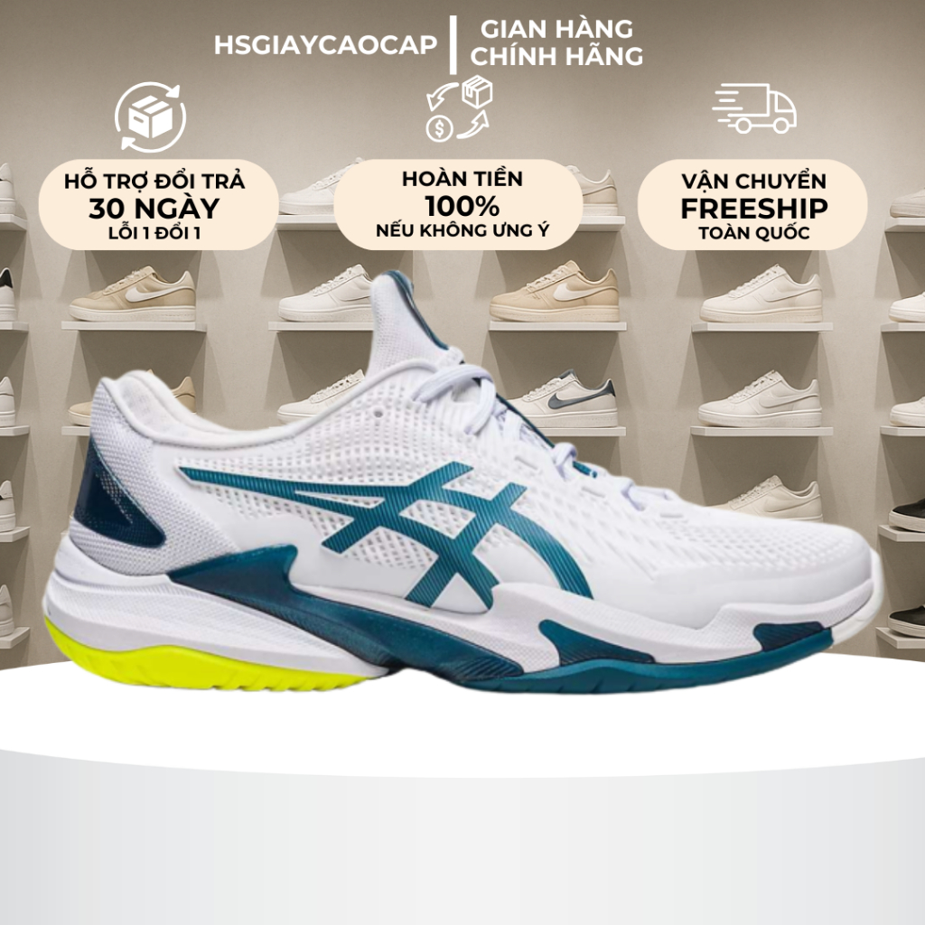 [ Best Quality ] Giày Asics_Court FF3 White Blue Full Box