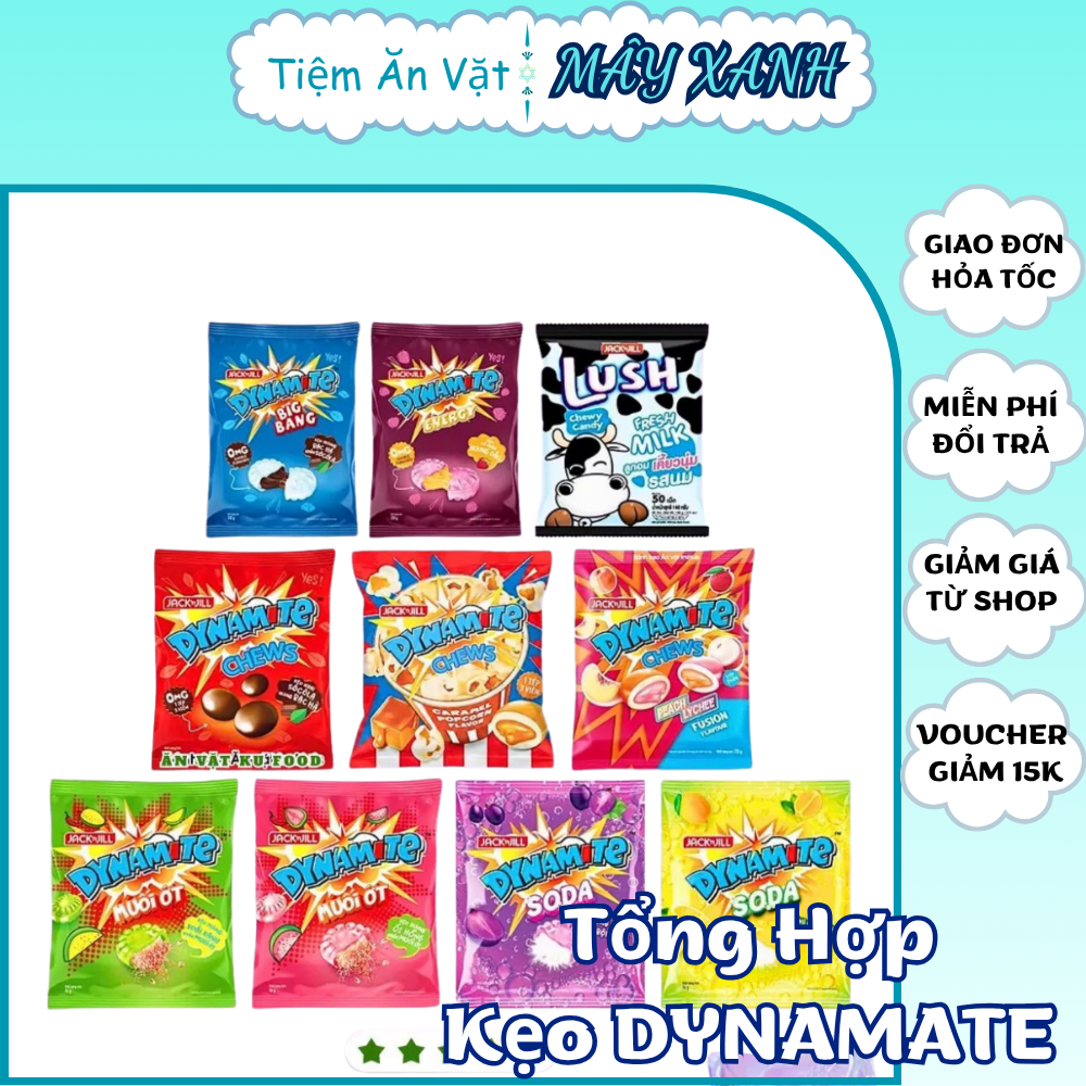 Tổng Hợp Kẹo Dynamite JACK'N JILL Đủ Vị, Kẹo Bạc Hà Dynamite, Kẹo Nhai Dynamite Socola, Kẹo Ngậm Bạc