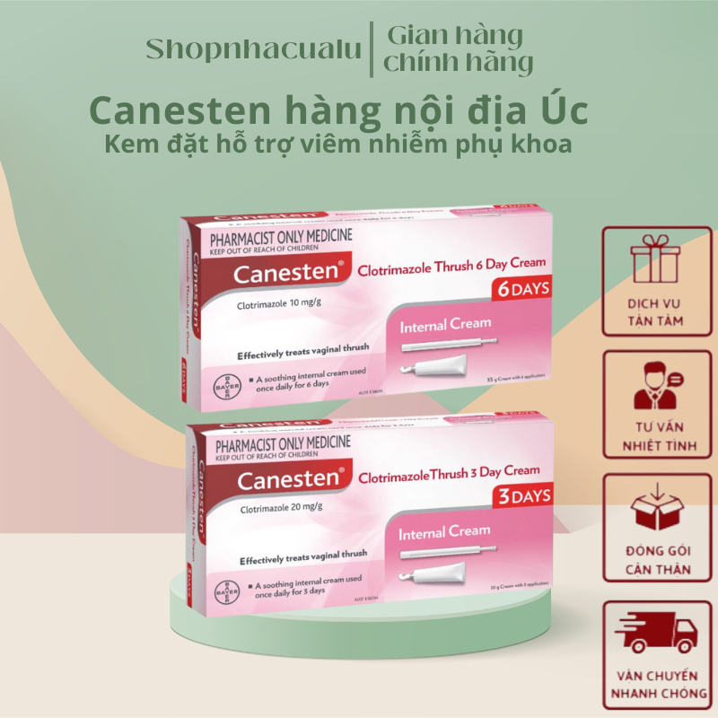 Canesten dạng kem đặt 3Days 6Days chính hãng chuẩn hàng úc