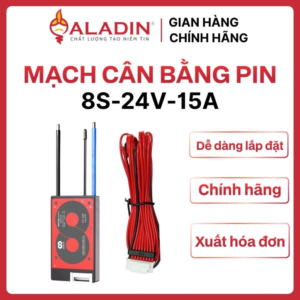 Mạch BMS Daly 8S-24V-15A mạch cân bằng 24V dòng xả 15A