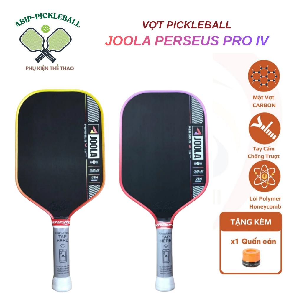 Vợt Pickleball Colorway Joola Perseus Pro IV (Joola Gen 4) bề mặt Carbon nhám, lõi tổ ong, bản 16mm