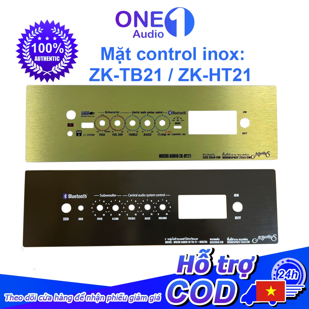 Mặt control INOX ALU xước 5 núm 300x90mm mạch ZK-HT21,ZK-TB21