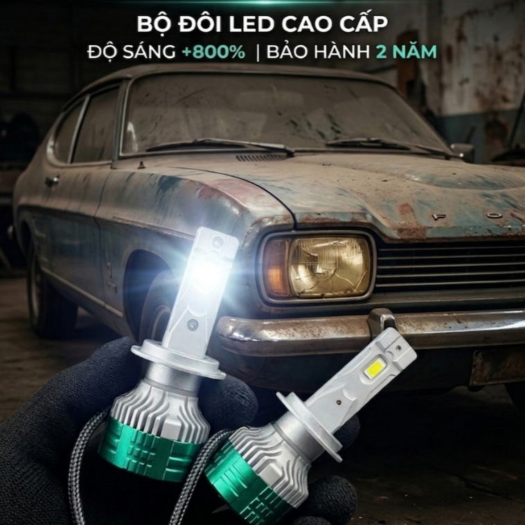 1 cặp đèn LED PHA COS xuyên mưa phá sương 200W 28000LM R36T H1 H4 H7 H11 9005 9012 sáng trắng 6000k