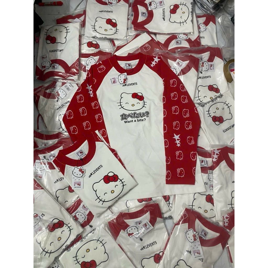 Áo Thun Dài Tay Raglan Hello Kitty x Levents - Áo Phông Form Rộng