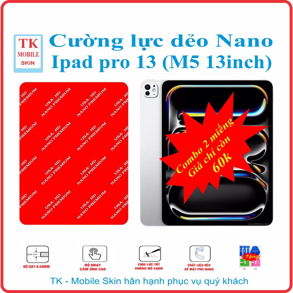 Cường lực dẻo bảo vệ màn hình máy tính bảng Apple iPad Pro 13 (2025) Ipad M5 13inch