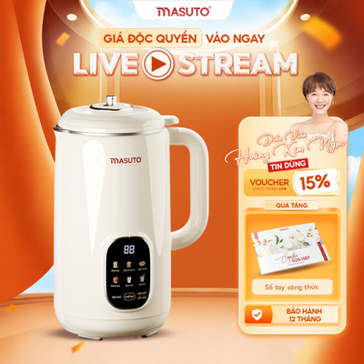 Máy Làm Sữa Hạt Cao Cấp Masuto Premium MSLOVELUX 1L, Nắp Vi Áp Suất, Tích hợp 7in1, Dao Xay 12 cánh