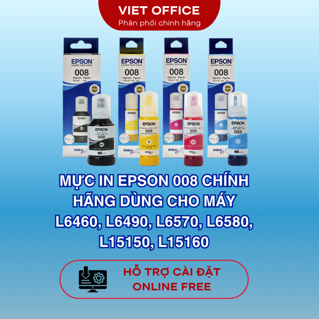 Mực in Epson 008 Chính hãng Dùng Cho Máy L6460, L6490, L6570, L6580, L15150, L15160