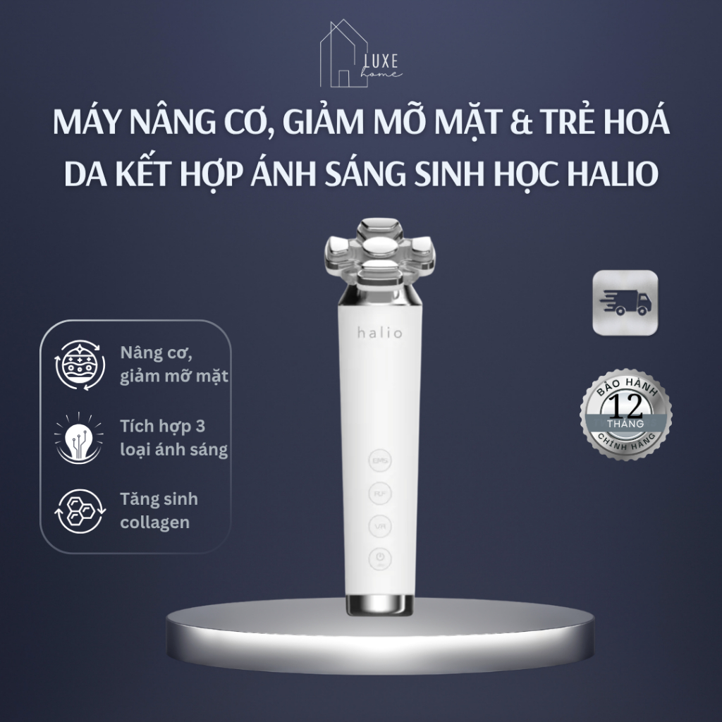 Máy Nâng Cơ, Giảm Mỡ Mặt & Trẻ Hoá Da kết hợp Ánh Sáng Sinh Học Halio RevitaWave Skin Rejuvenator